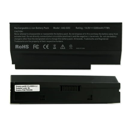 Asus G73j Asus G73J Laptop Battery (Li-Ion 14.8V 5200mAh) - Replacement For Asus 14.8V 5200mAh Laptop Battery ()