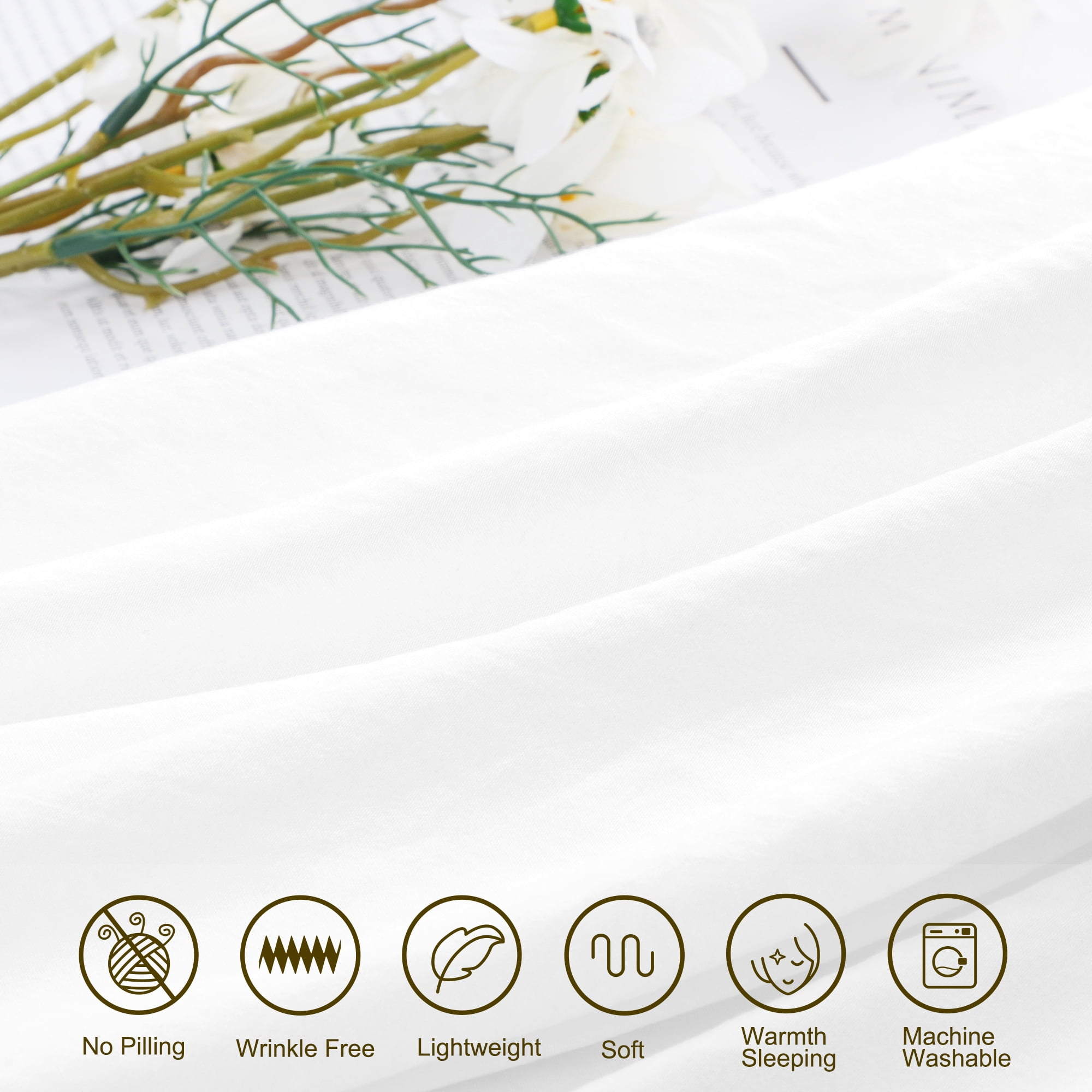 Unique Bargains 100% Microfiber Soft 3 Pieces Duvet Cover Set King White