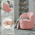 thumbnail image 4 of 24"W Swivel Chair with Storage Ottoman,Teddy Fabric Barrel Chair with Footstool,Single Sofa Chair with Gold Stainless Steel Base, 360° Swivel Round Chair Set for Bedroom,Living Room,Office, 4 of 9