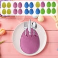 thumbnail image 1 of Juego de 4 bolsillos para cubiertos de cubiertos de huevos de Pascua: bolsas para cubiertos de tela 7.87x5.51 in, decoración festiva para la mesa, suministros para poner la mesa de fiesta de primavera, 1 of 6
