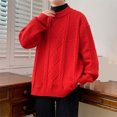 thumbnail image 4 of Yiliang Cable knit Classic Sweater for Men Fall and Winter Long Sleeve Warm and Thermal Top Clothes ,Red,XL, 4 of 4