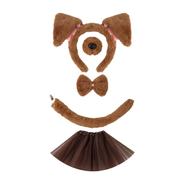 Disfraz de cachorro para niño, diadema con orejas, nariz, pajarita y cola para fiesta, cosplay Café