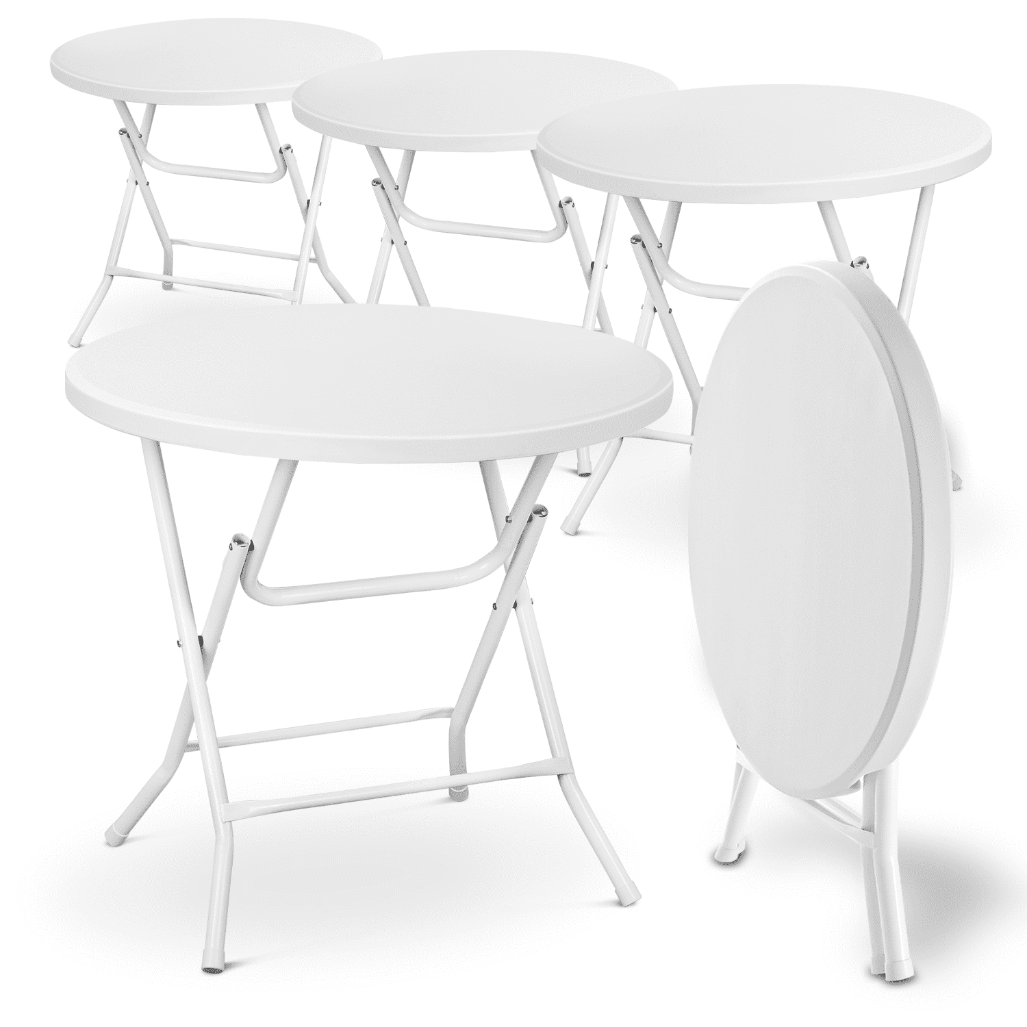 MoNiBloom 2.6Ft Outdoor Round Folding Table Set of 5, Portable Banquet