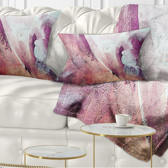 Designart White and Purple Texture - Abstract Throw Pillow - 12x20