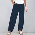 thumbnail image 2 of Chroia Cotton Linen Pants For Women Comfy Loose Cropped Capri Lounge Pants Summer Casual, 2 of 8