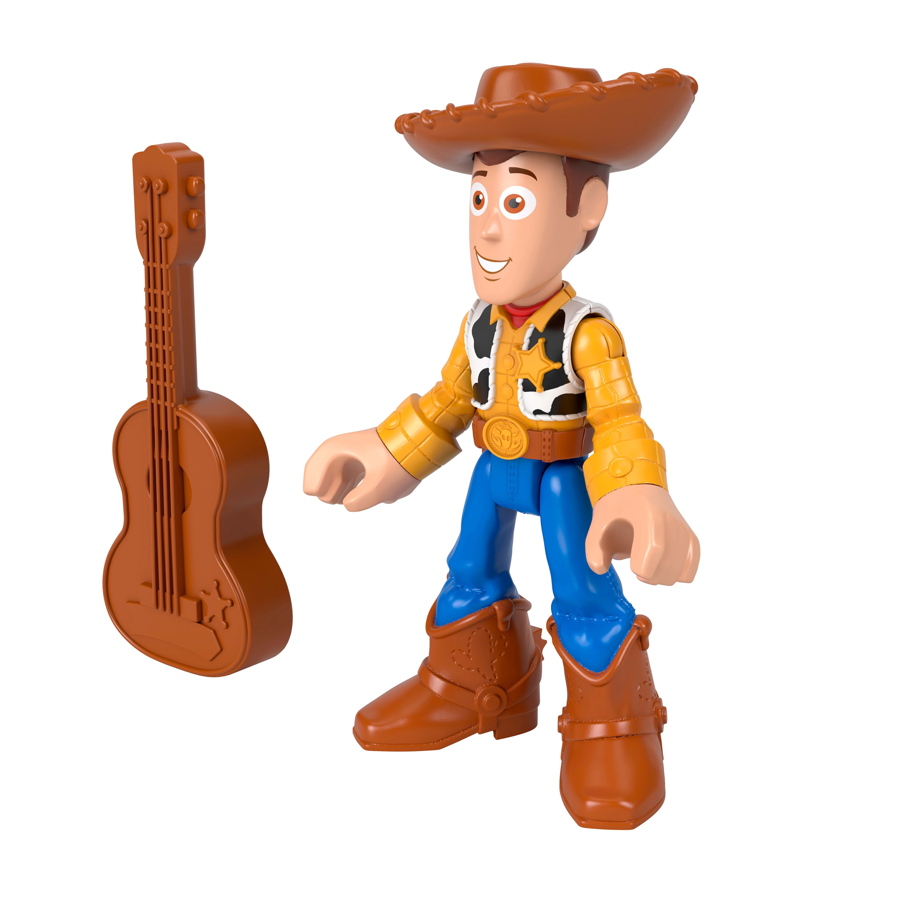 Figurine de Woody avec guitare Imaginext inspirée par les films Histoires de jouets de Disney et Pixar, 7,6 cm