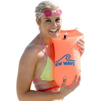 New Wave Swim Buoy - Swim Safety Float and Drybag for Open Water Swimmers, Triathletes, Kayakers and Snorkelers, Highly Visible Buoy Float for Safe Swim Training (Orange PVC Medium 15L)