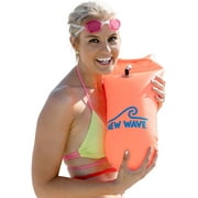 New Wave Swim Buoy - Swim Safety Float and Drybag for Open Water Swimmers, Triathletes, Kayakers and Snorkelers, Highly Visible Buoy Float for Safe Swim Training (Orange PVC Medium 15L)