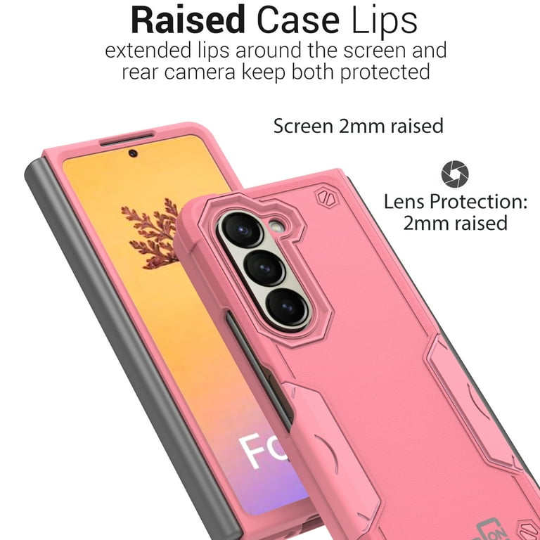 Coveron for Samsung Galaxy Z Fold 5 / Galaxy Z Fold5 Phone Case, Military Grade Heavy Duty Rugged Cover Grip, Pink