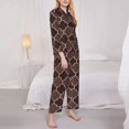 thumbnail image 4 of Disketp Pajamas Set Long Sleeve Sleepwear Womens Button Down Nightwear Pj Sets-Brown Gold Grid, 4 of 9