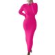 thumbnail image 1 of VISgogo Vestido de Punto de Manga Larga para Mujer, Patrón de Ganchillo Color sólido Acanalado Cuello Redondo Casual Fiesta de Club Largo de una Pieza VISgogo  moda, 1 of 5