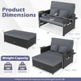 thumbnail image 3 of Gymax Set of 2 PE Wicker Outdoor Daybed w/4-Level Adjustable Backrest Storage Ottoman Gray, 3 of 9