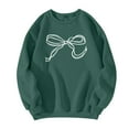 thumbnail image 4 of BODOAO Oversized Sweatshirt for Women Crewneck Bow Print Long Sleeve Pullover Hoodies Tops Fall Outfits Clothes 2025 Bow Graphic Sweatshirts Pullover Sweatshirts Crewneck Pullover Tops Green L, 4 of 5