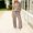 Coffee, variant on Hrsba Solid Color 2 Piece Set for Women V Neck Loose Short Sleeve Top and Drawstring Flared Long Pants Casual Summer Outfits