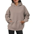 thumbnail image 2 of Womens Sweatshirt Women's Solid Color Sweatshirt Women's Casual Hoodie Basic Pullover Sweatshirt Soft Comfortable Long Sleeve Hooded Top For Everyday Wear All Season, 2 of 7