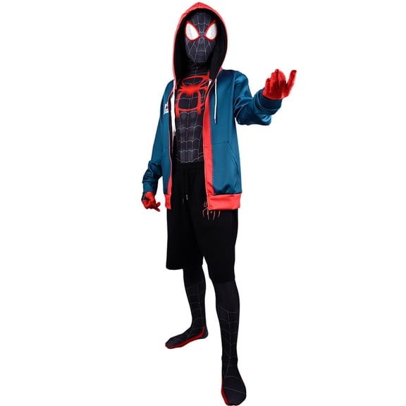 Litotal Miles Morales Onesie Halloween Clothes Kids,Superhero Onesie Outfit Spider Miles Jumpsuit Halloween Christmas Holiday Party Dress Up,Superhero Miles Morales Outfit