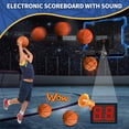 thumbnail image 2 of Canasta de baloncesto interior HYES Mini con marcador y 3 pelotas, color azul, 2 of 9
