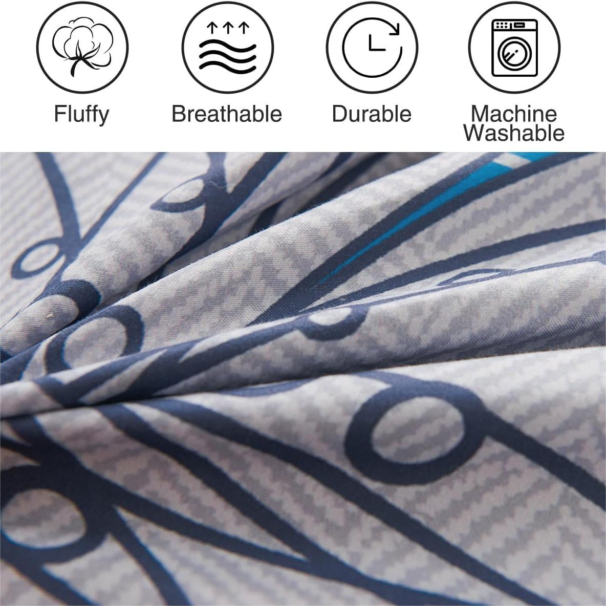 Btargot 6PCS Bed-in-a-Bag Queen Blue Flower Comforter Set Adult Soft Botanical Boho Bedding Set