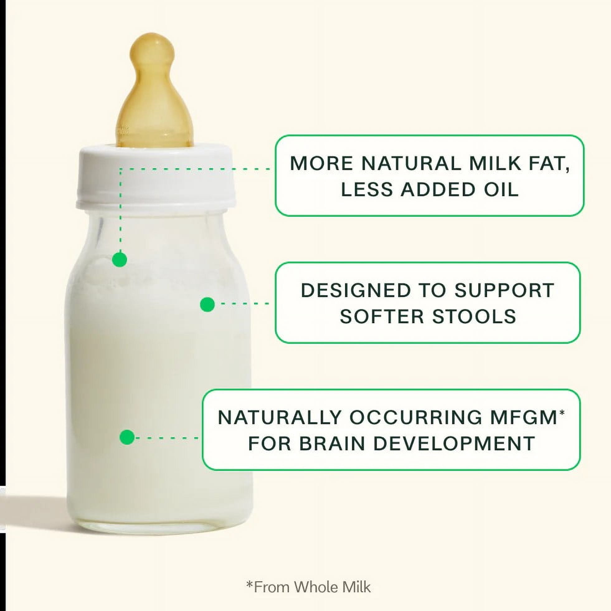 (4 pack) Bobbie Whole Milk Infant Formula for Everyday Feeding, Milk-Based Powder with 1.2mg Iron, Organic Grass-Fed Whole Milk Recipe, 14.1 oz Can