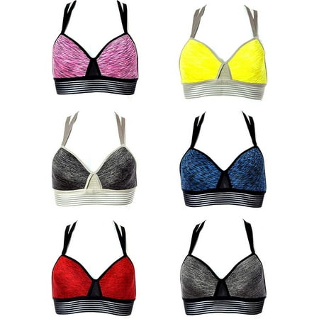 

6 pcs Bra or Panty Wire Free Polyamide Sports Bra or Matching Boyshorts Sports Panty (36B)