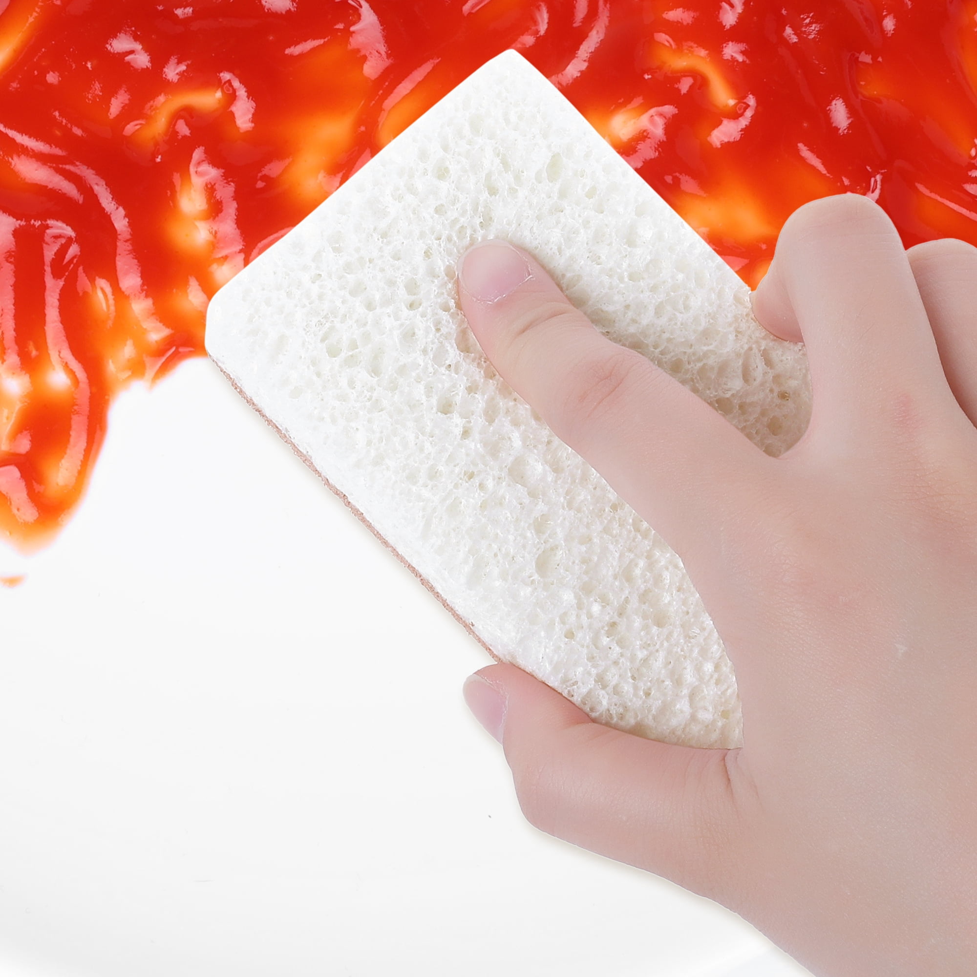 Unique Bargains Dual Sided Cleaning Sponges Kitchen Dishes Sponge White Brown 5 Pack