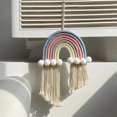 thumbnail image 3 of Moon stars Organizador de lazos para el pelo, tapiz de macramé con borlas bohemias, tejido a mano, arcoíris, para colgar en la pared, 3 of 5