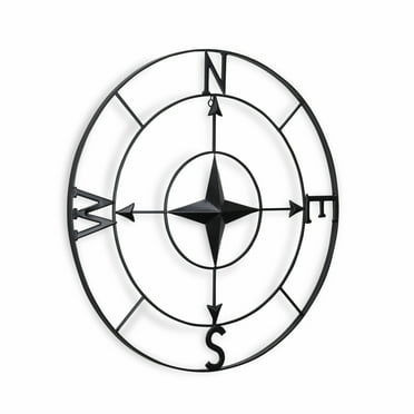 Black Metal Compass Shaped Wall DÃ©cor