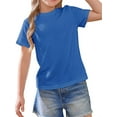 thumbnail image 3 of Girls Solid Color Summer Short Sleeved Casual Shirt Children Kids Round Neck Tee Tops for 5-14 Years, 3 of 6
