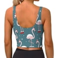 thumbnail image 3 of Vsdgher Flamingo Print Women Sleeveless Athletic Tank Top Built-in Bra Camisole Sports Vest for Yoga Running Fitness Exercise with Removable Pads, 3 of 8