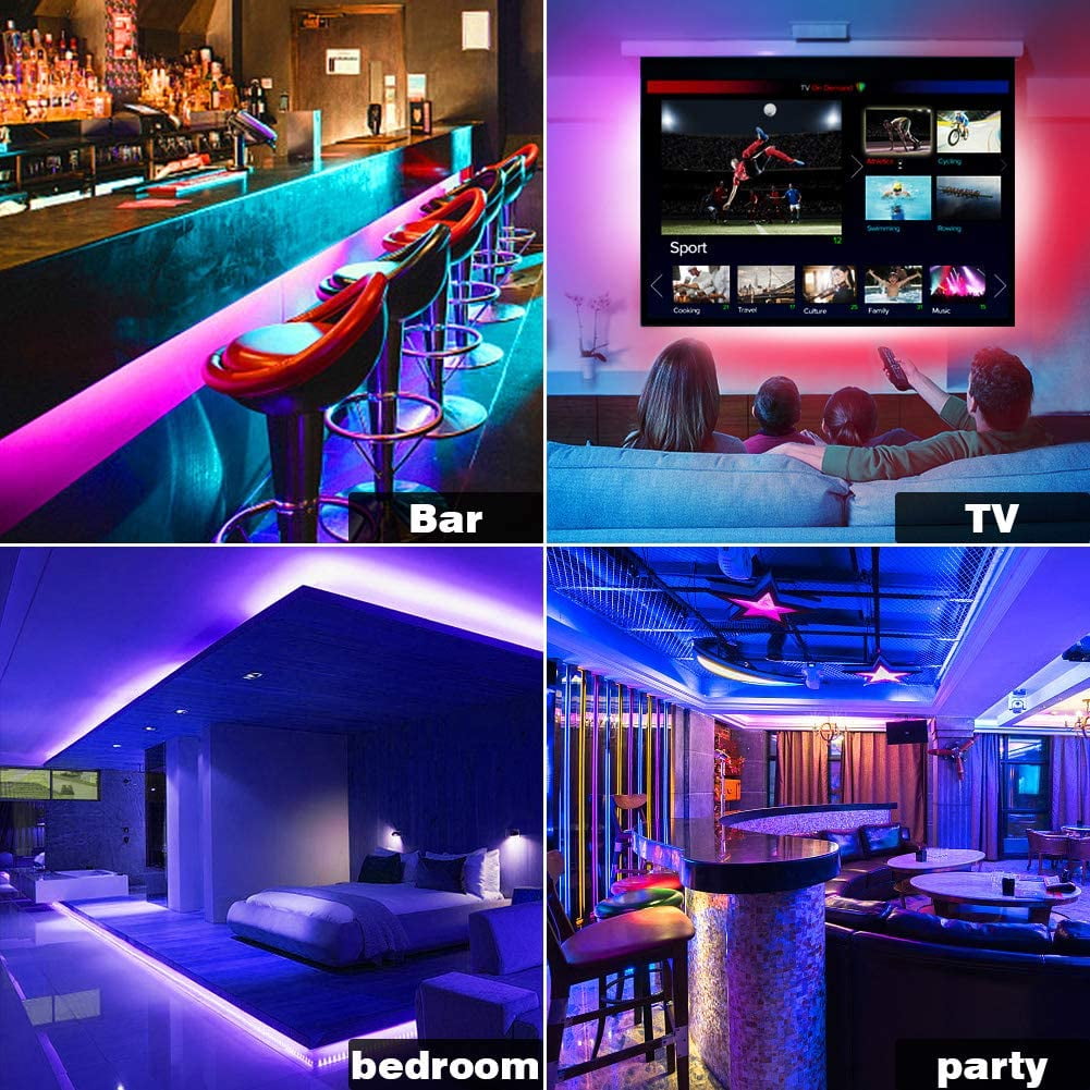LED Strip Lights,15ft Waterproof Led Lights SMD3528 RGB Color Changing Rope Lights with 44 Key Remote Controller Apply for TV,Bedroom,Party and Home Decoration