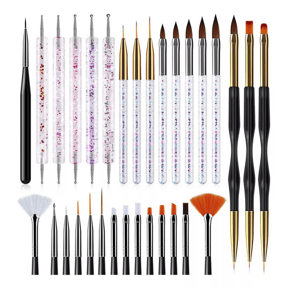 Kit De Pinceles Para Uñas Acrilico Manicura y Decoración 31 Pz