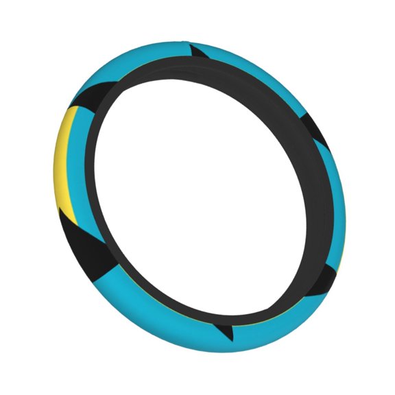Steering Wheel Cover For 15 Inches Bahamas Flag Pattern Neoprene Anti-Slip Universal Car Steering Wheel Grip Wrap Protective Case Cover