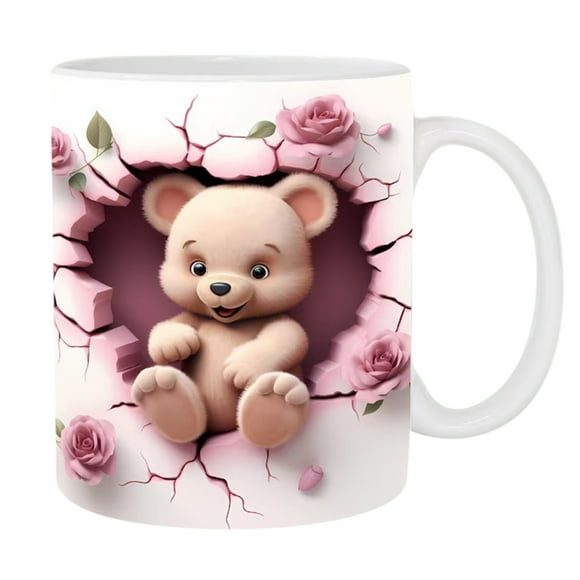 Pisexur Batería de cocina Tazas con efectos visuales tridimensionales, taza de café de cerámica con forma de corazón para San Valentín, taza de agua para pareja, rega para la cocina del hogar