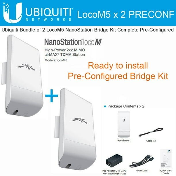 Ubiquiti X 2 Units Bridge Kit Complete PreConfigured