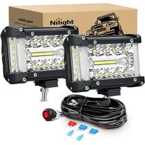 Nilight Side Shooter LED Light Bar 2PCS 4.3Inch Triple Row Spot Flood Combo Lights Led Work Light with Wiring Harness Kit for Off Road Fog Light Driving Light on Truck SUV ATV UTV, 2 Years Warranty