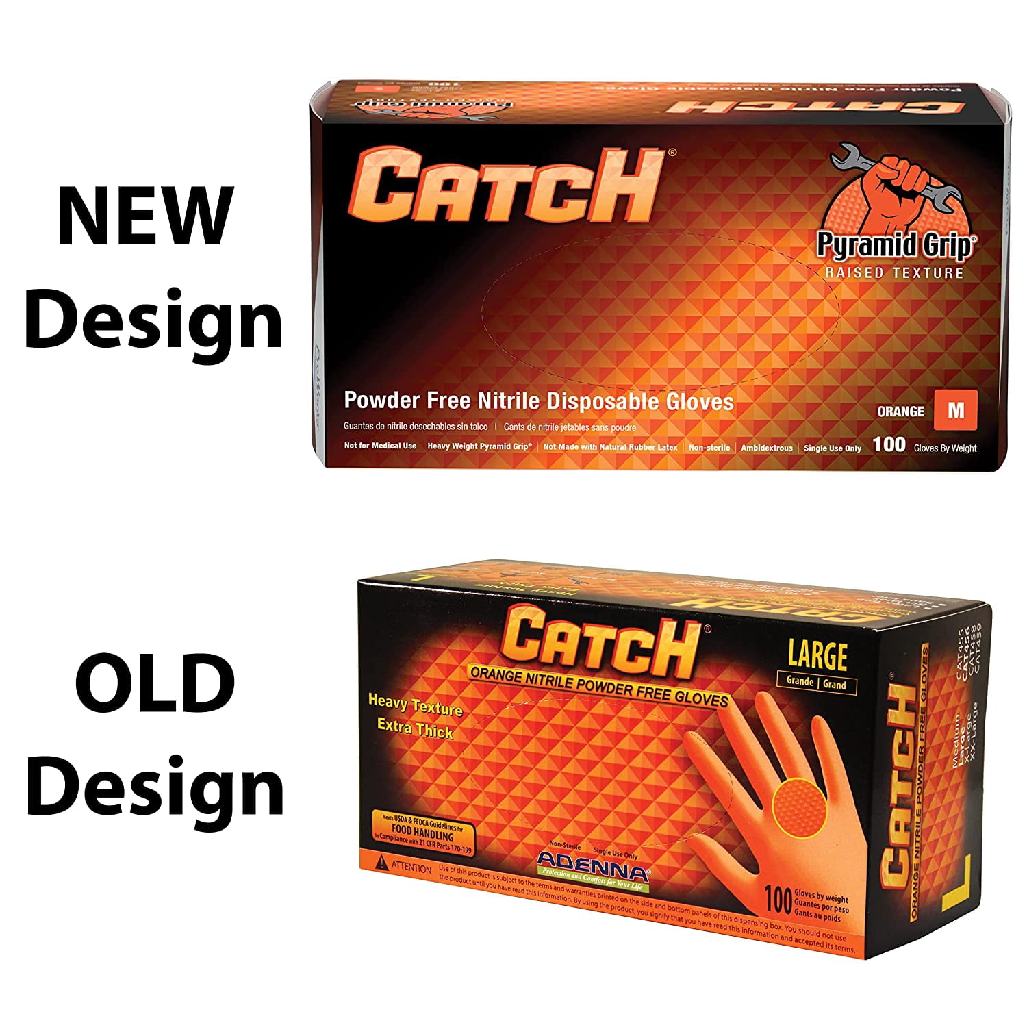 CATCH® (AD-CAT450) 9 mil Orange Nitrile Powder Free (PF) Gloves