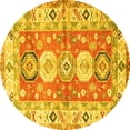 thumbnail image 1 of Ahgly Company Indoor Round Geometric Yellow Traditional Area Rugs, 7' Round, 1 of 4