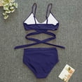 thumbnail image 4 of Sakmal Two Piece Sets Womens Swimsuits Blue Bikinis Twist Front High Waisted Bathing Suits Triangle Push Up Swimsuit Sets, 4 of 6