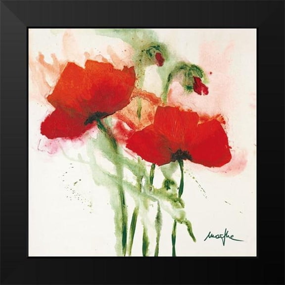 Marthe 12x12 Black Modern Framed Museum Art Print Titled - Mohnblumen im Wind II