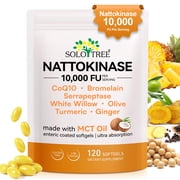 Nattokinase 10,000 FU Per Serving, Supports Circulatory and Heart Health, Gluten Free, 120 Softgels
