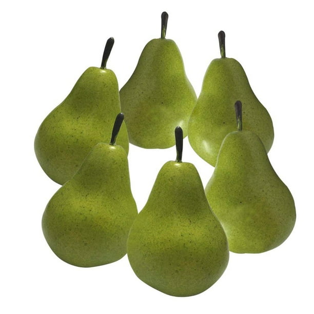 6pcs Fake Pear Artificial Fruits Vivid Green Pear for Home Fruit Shop