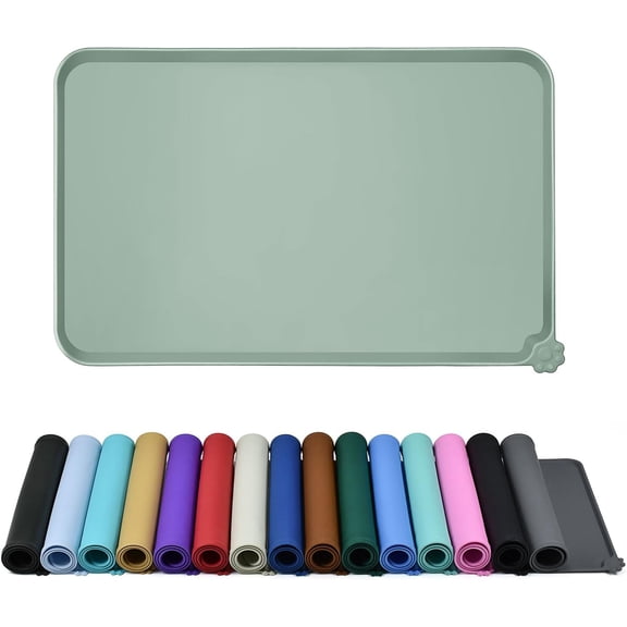 Waterproof Pet Feeding Mat with High Raised Edges, Heavier and Thicker Placemats for Cat Dog Water Bowl with BPA Free, Dogs Cats Food Mats for Messy Drinkers to Prevent Spill and Protect Floors