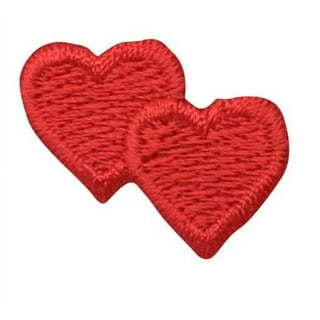 Heart Shaped Iron on Patches Pink Embroidered Sew on Love Applique Patches  15 Pack 