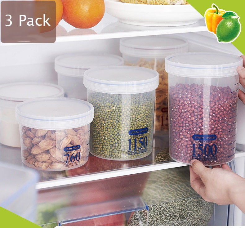 Plastic Food Storage Containers with Lids, 3 Pack Airtight Leak Proof