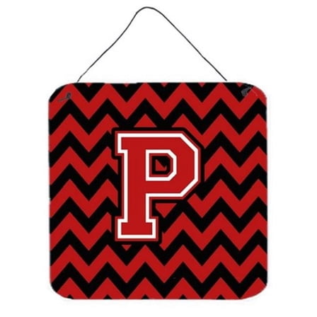 Letter P Chevron Black & Red Wall or Door Hanging Prints