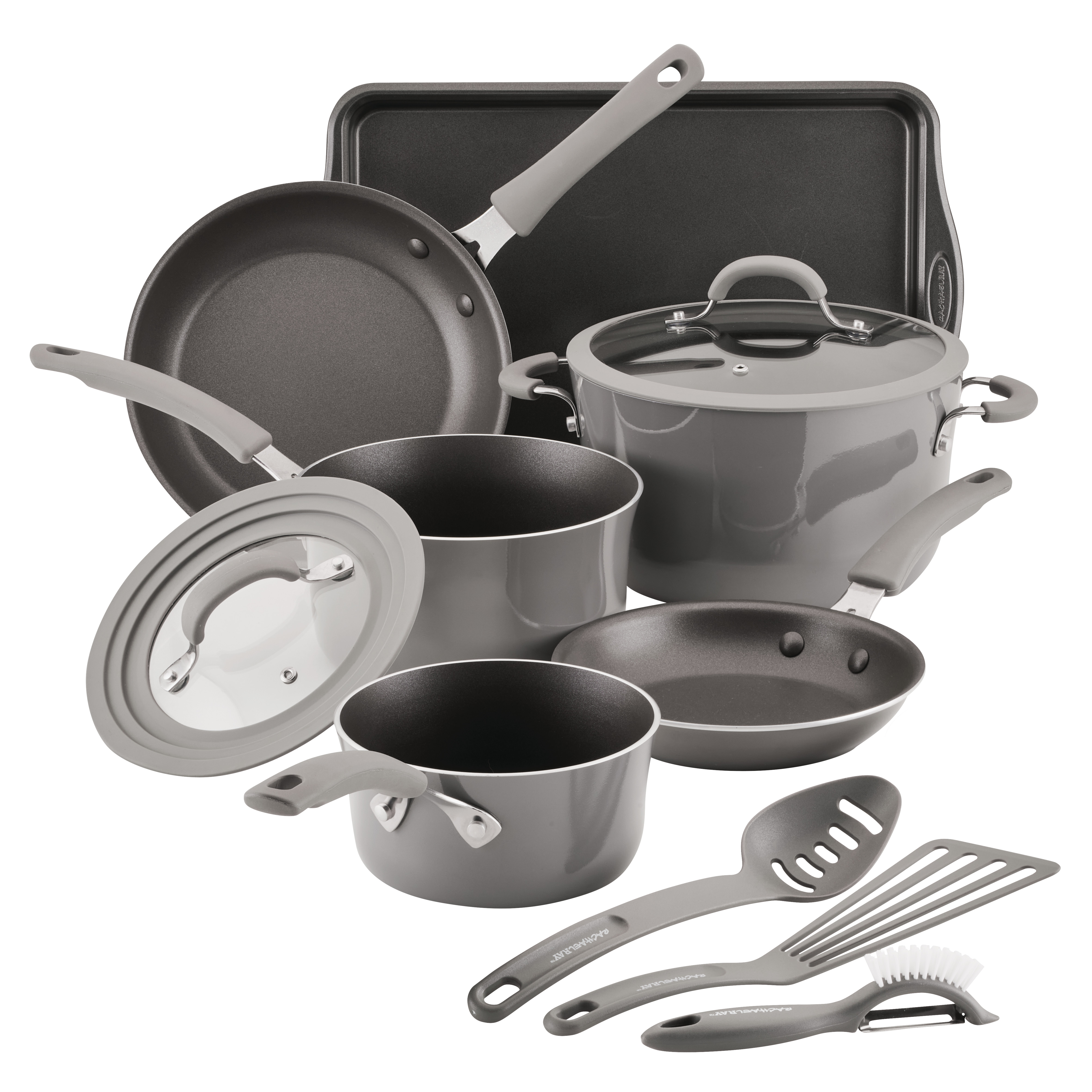 Rachael Ray Cook + Create 11 Pc Aluminum Nonstick Cookware Set, Gray