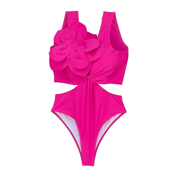 Vedolay 1 Piece Swimsuits For Women Women's Crossover Ruched Skirt One Piece Swimdress Swimsuit Bathing Suit,Hot Pink L