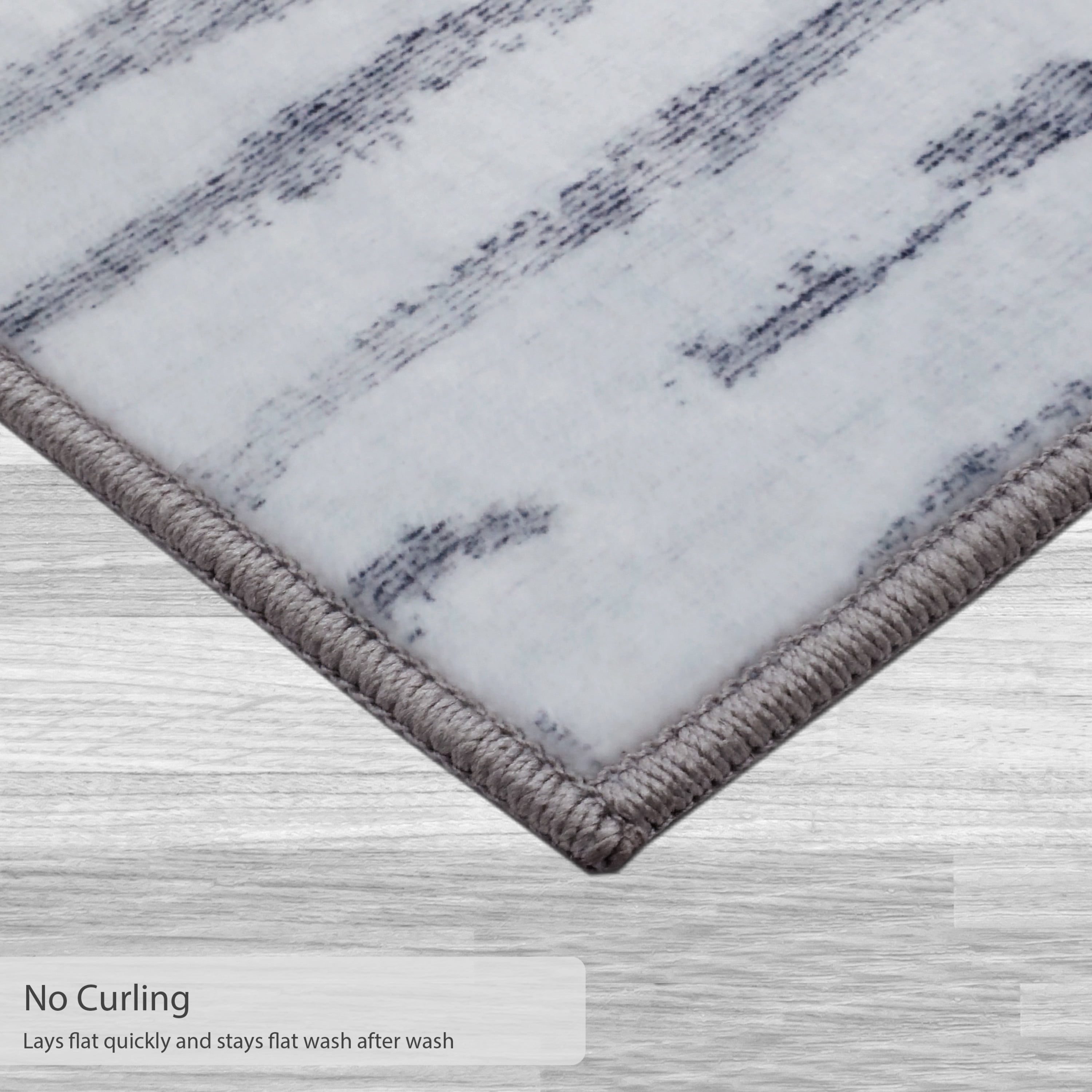 Washable Skid-Resistant Accent Rug Geometric Grey 24" x 48"