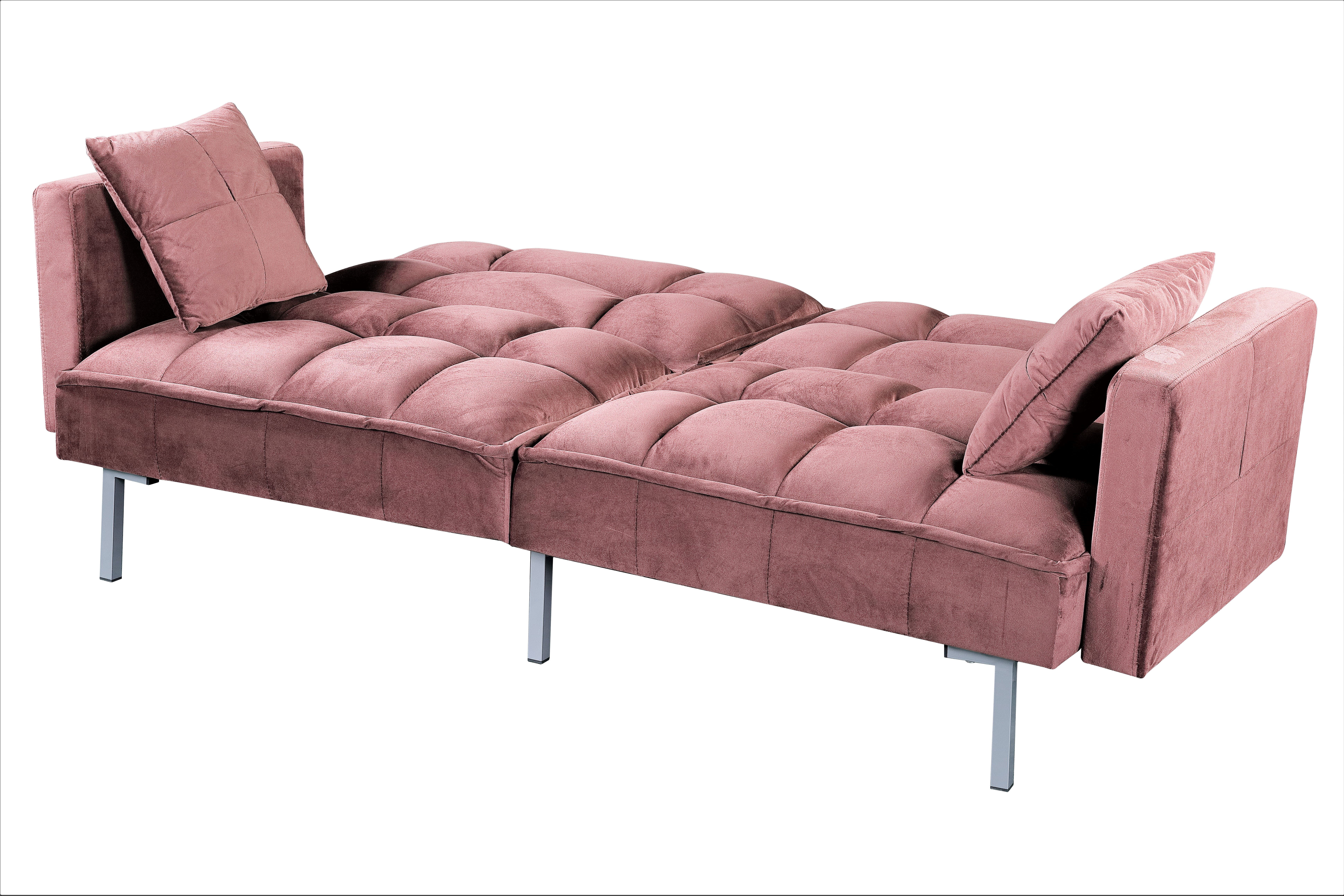 Uspridefurniture Bernal 75.6"W Velvet Futon Sofa Bed Sleeper, Rose
