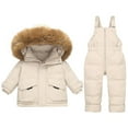 thumbnail image 2 of Ski Suit Kids Snowsuit Boys Girls Fashion Solid Color Down Jackets Keep Thickening Warm Outdoor Coat Jumpsuit Set, 2 of 7
